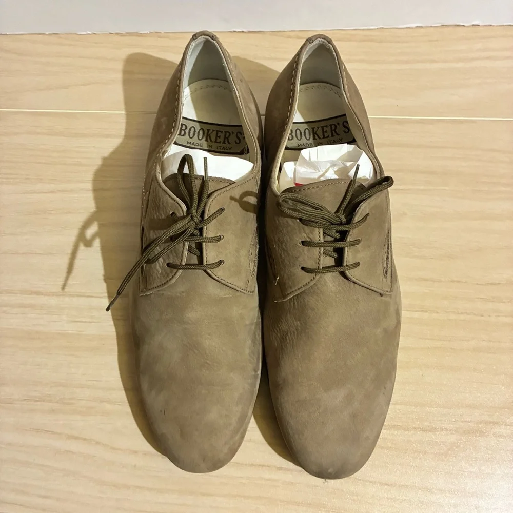 Booker’s Leather Suede Derby Oxford Shoes Sz 42 US8.5 Tan Classic Made in Italy